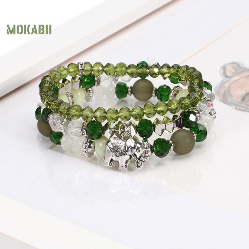 Bộ 3 Vòng Tay Chuỗi Hạt Pha Lê Nhân Tạo Nhiều Lớp Phong Cách Bohemia Thời Trang Cho Nữ