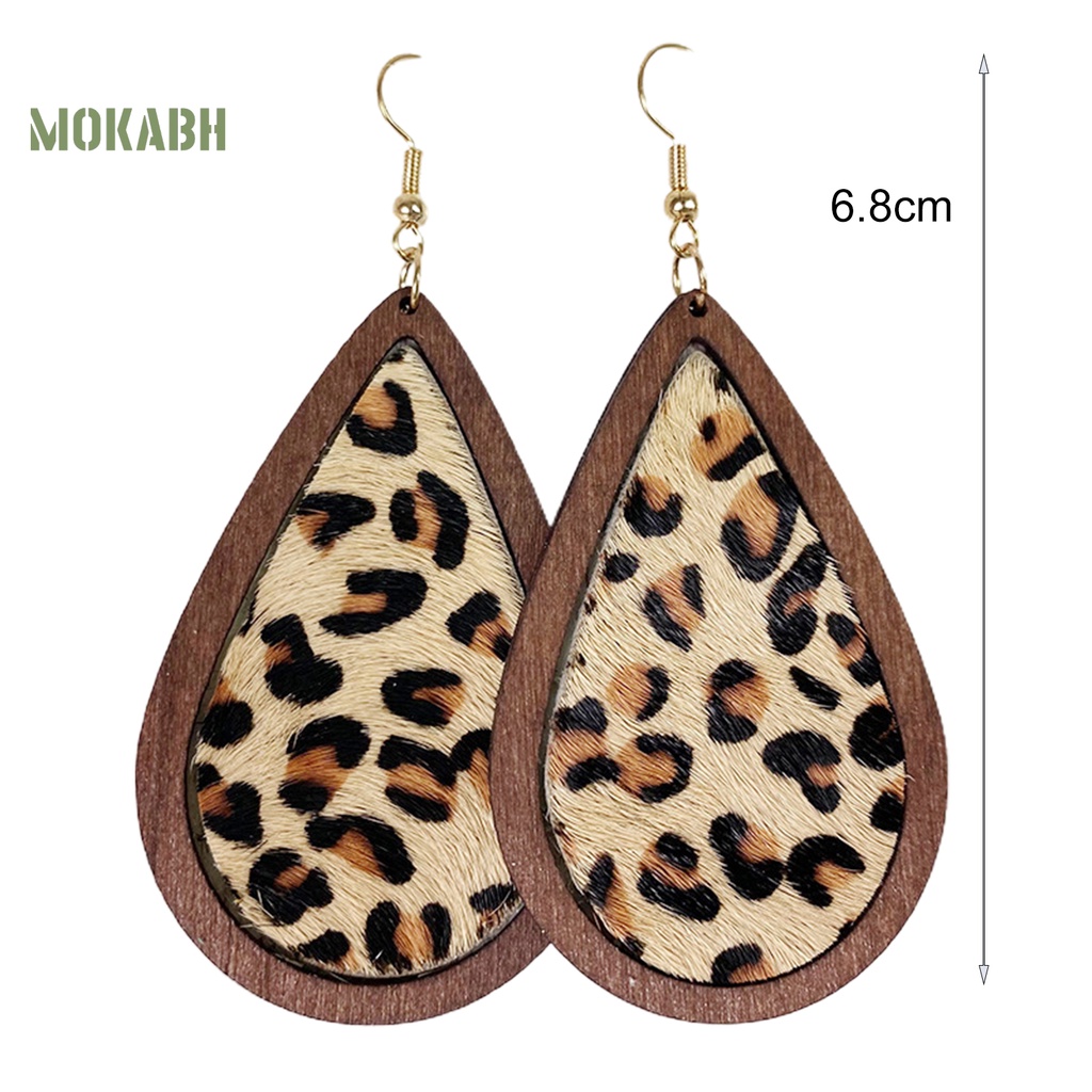 1 Đôi Bông Tai Họa Tiết Hình Giọt Nước Họa Tiết Da Báo Theo Phong Cách Bohemian