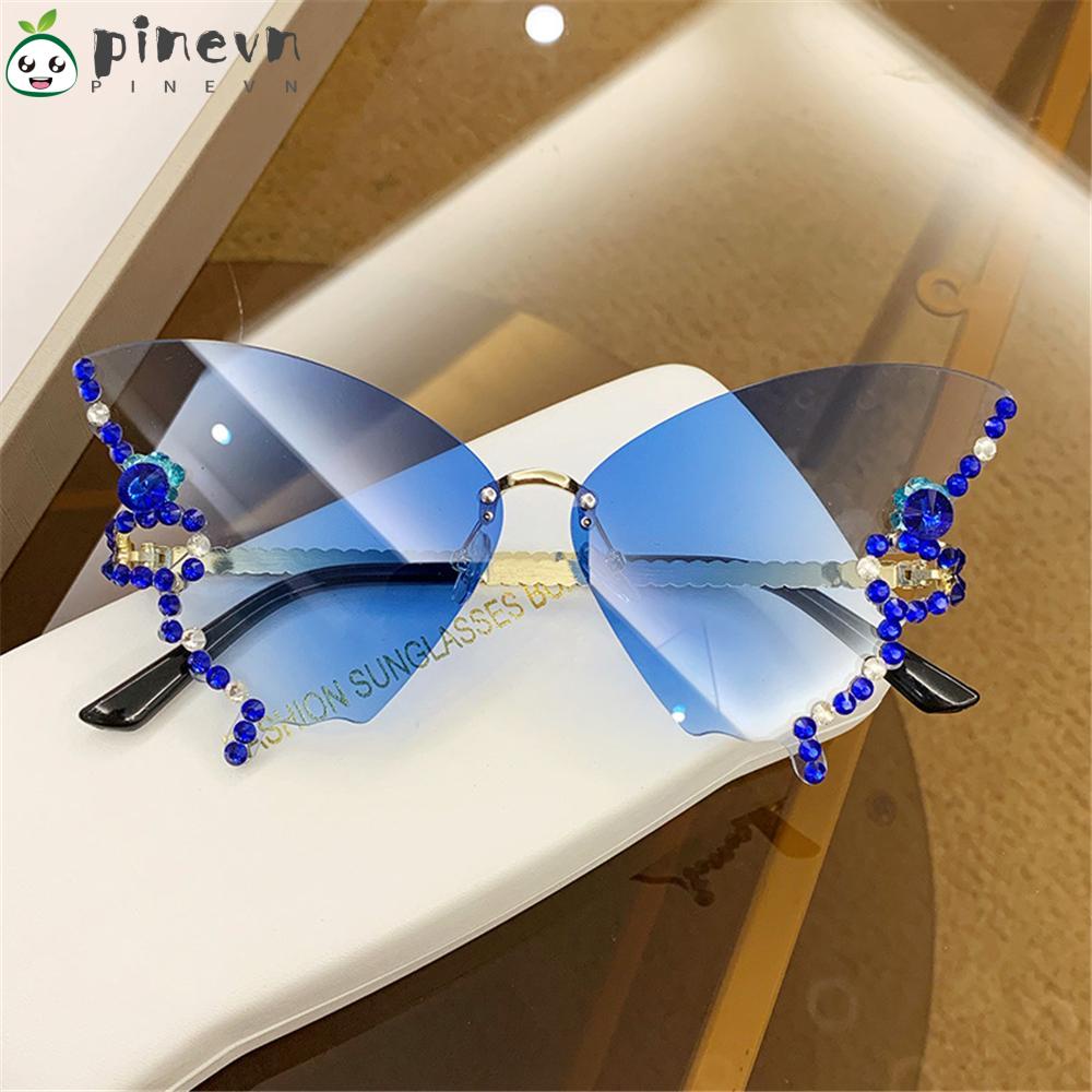 Kính Râm Oversize Không Gọng Họa Tiết Bướm Y2K Thời Trang