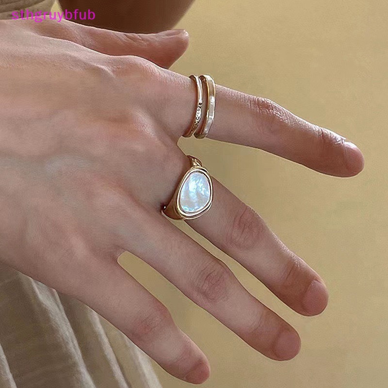 Nhẫn Kim Loại Mặt Tròn Nhiều Màu Sắc Phong Cách Vintage