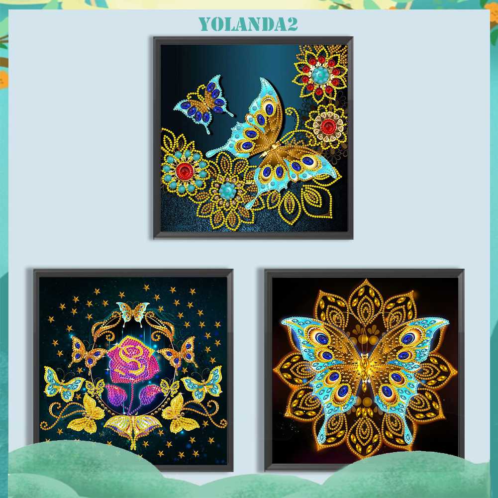 Tranh Đính Đá Hình Cánh Bướm 5D Nghệ Thuật Tự Làm Thủ Công Treo Trang Trí Nội Thất