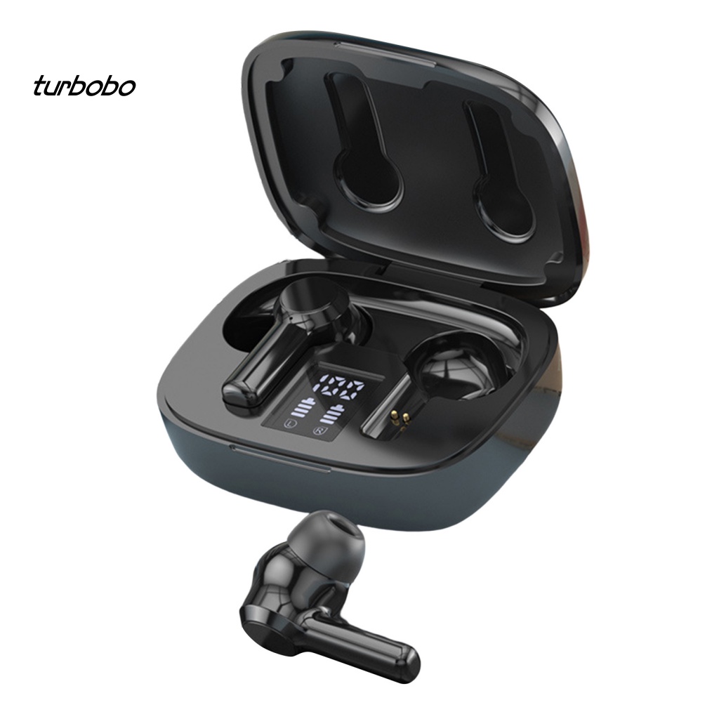 1 Set Tai Nghe Nhét Tai Không Dây Bluetooth Hiển Thị Màn Hình Kỹ Thuật Số Bằng ABS Có Đèn LED Dùng Khi Gọi Điện Thoại