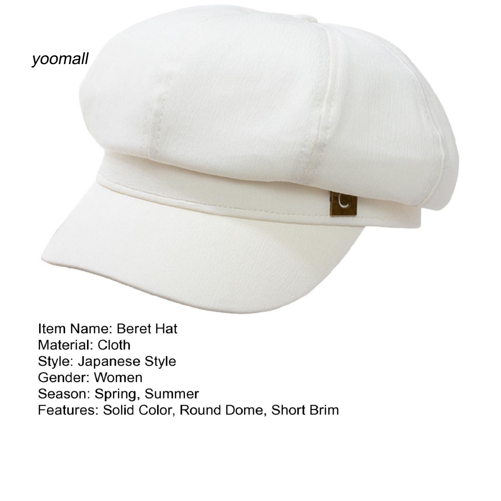 Mũ Beret Màu Trơn In Logo Vòm Tròn Vành Ngắn Thời Trang Cho Nữ