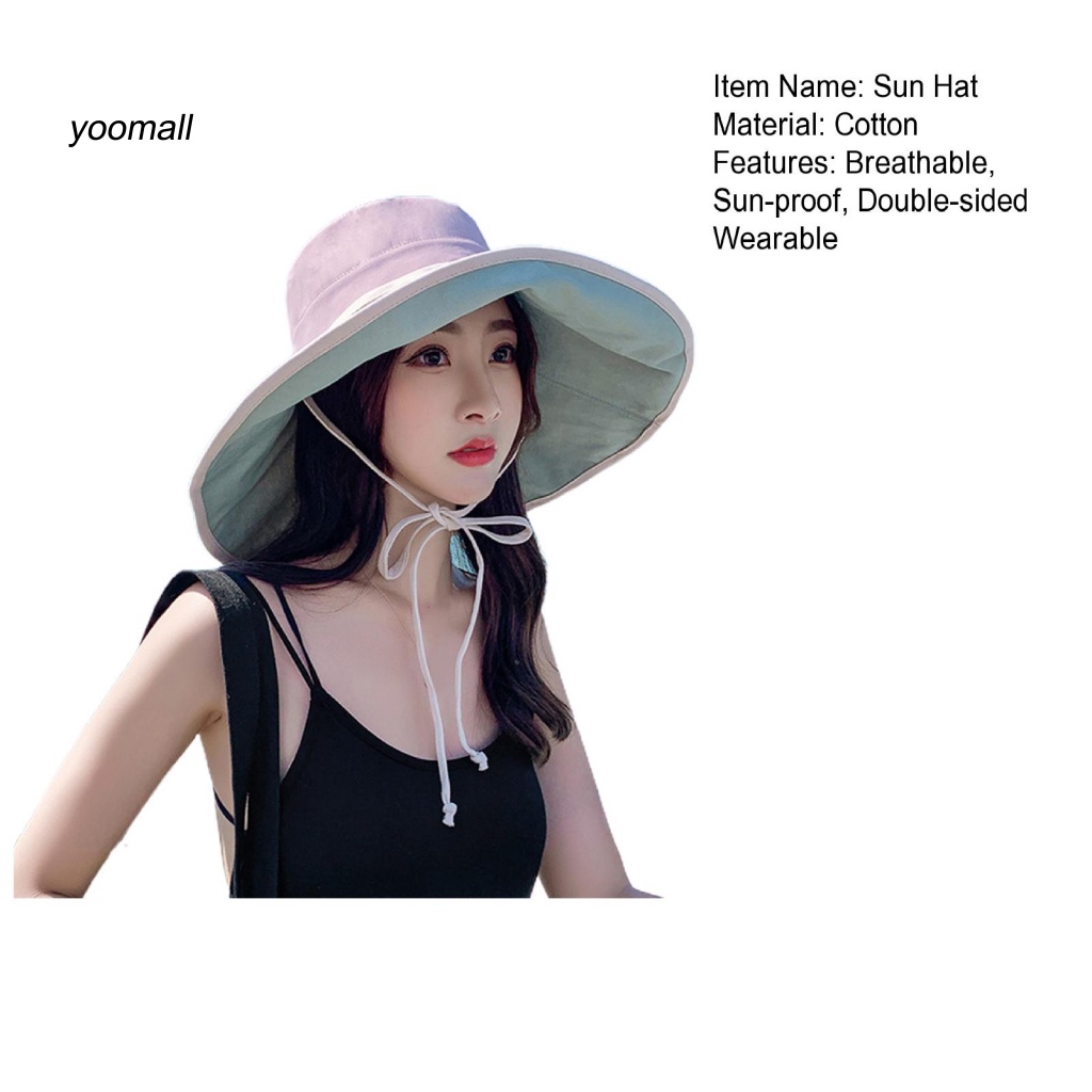 Mũ Chống Nắng Hai Mặt Mềm Mại Thoáng Khí Thoải Mái Thời Trang Mùa Hè Cho Nữ