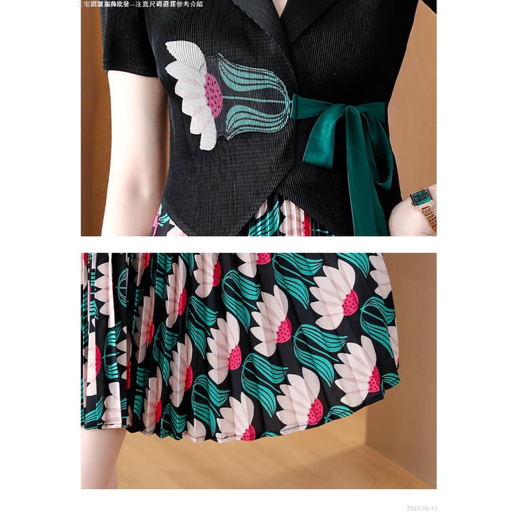 Đầm Midi Cổ Bẻ Xếp Ly Dáng Ôm Thời Trang Mùa Hè 2023 Cho Nữ Trung Niên - 2023-06-