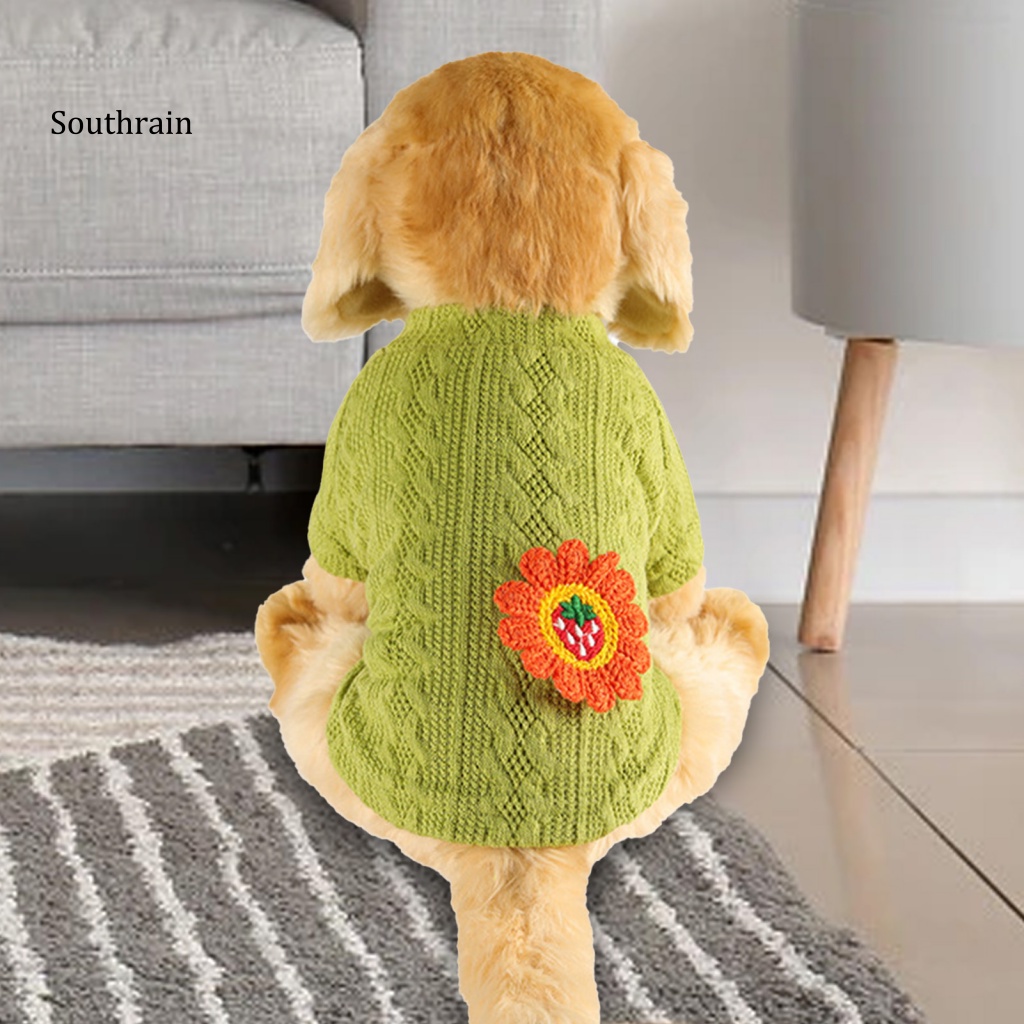 Áo Sweater Dệt Kim In Hoa Hướng Dương Thân Thiện Với Da Cho Cún Cưng