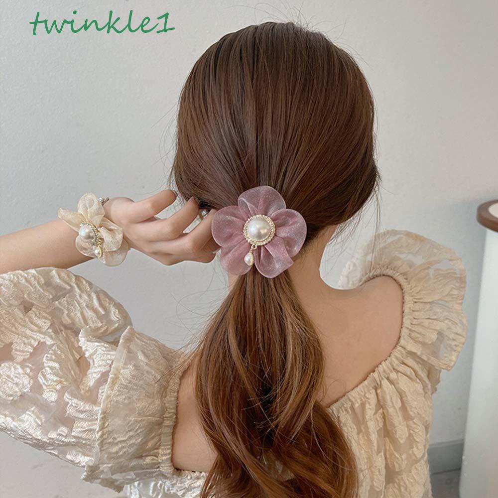 Dây Cột Tóc Đính Hoa Lấp Lánh Phong Cách Hàn Quốc Cho Nữ