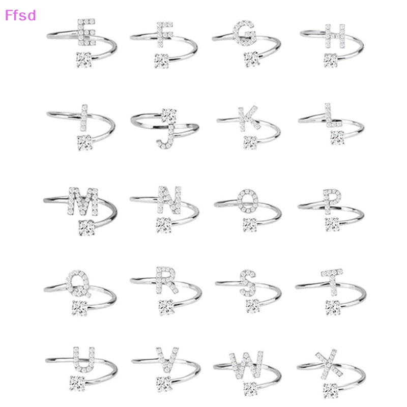{Ffsd} Nhẫn Dạng Mở Hình 26 Chữ Cái Đính Đá Lấp Lánh Có Thể Điều Chỉnh Thời Trang Mới Làm Quà Tặng Trang Sức Quyến Rũ Cho Nữ