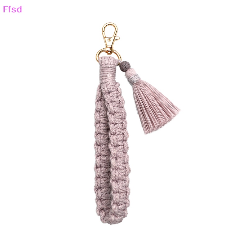{Ffsd} Macrame Dây Cotton Bện Móc Chìa Khóa Trang Trí Điện Thoại Di Động Trang Trí Chống Thất Lạc Cho Nữ * Bán Chạy
