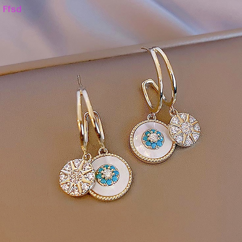 1 Đôi Bông Tai Hình Tròn Đính Hoa Phong Cách Hàn Quốc Thời Trang Cho Nữ