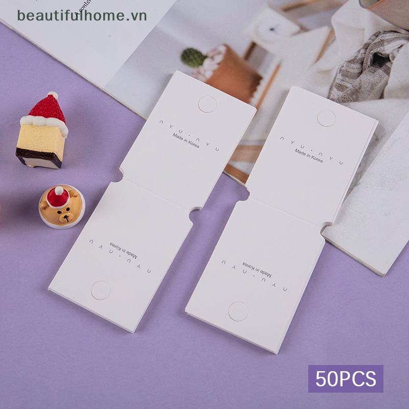 Bộ 50 Thẻ Giấy Gấp Treo Trưng Bày Trang Sức / Kẹp Tóc / Dây Chuyền / Kẹp Tóc Màu Trắng