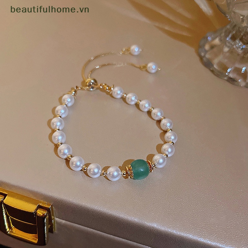 [beautifulhome] Vòng Tay Ngọc Trai Mắt Mèo Trang Sức Tinh Tế Thời Trang Làm Quà Tặng Sinh Nhật [beauty]