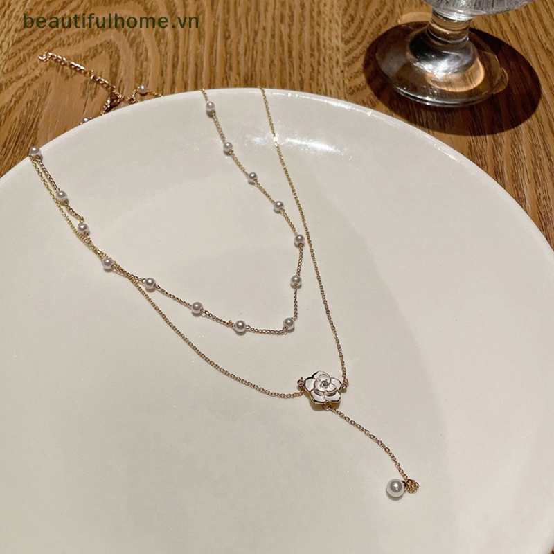 [beautifulhome] Vòng cổ Hai Lớp Đính Ngọc Trai Sang Trọng Cho Nữ [beauty]