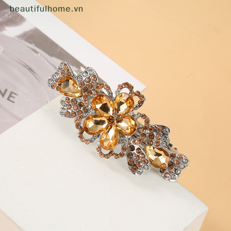 Kẹp Tóc Đuôi Công Đính Kim Cương Pha Lê Đa Năng