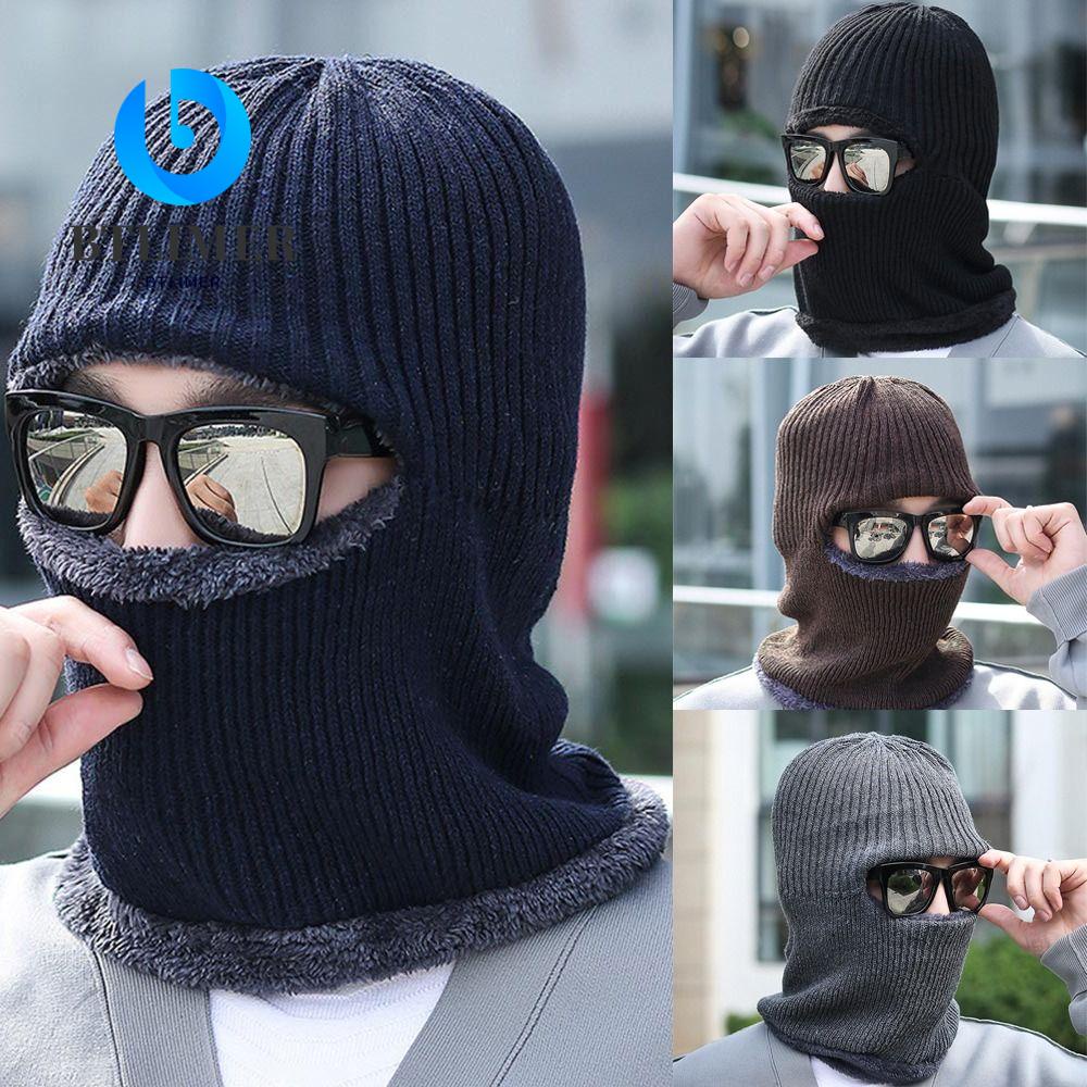 Btlimer Mũ Beanie Kiêm Khăn Choàng Cổ Bằng Nhung Dệt Kim Giữ Ấm Mùa Đông