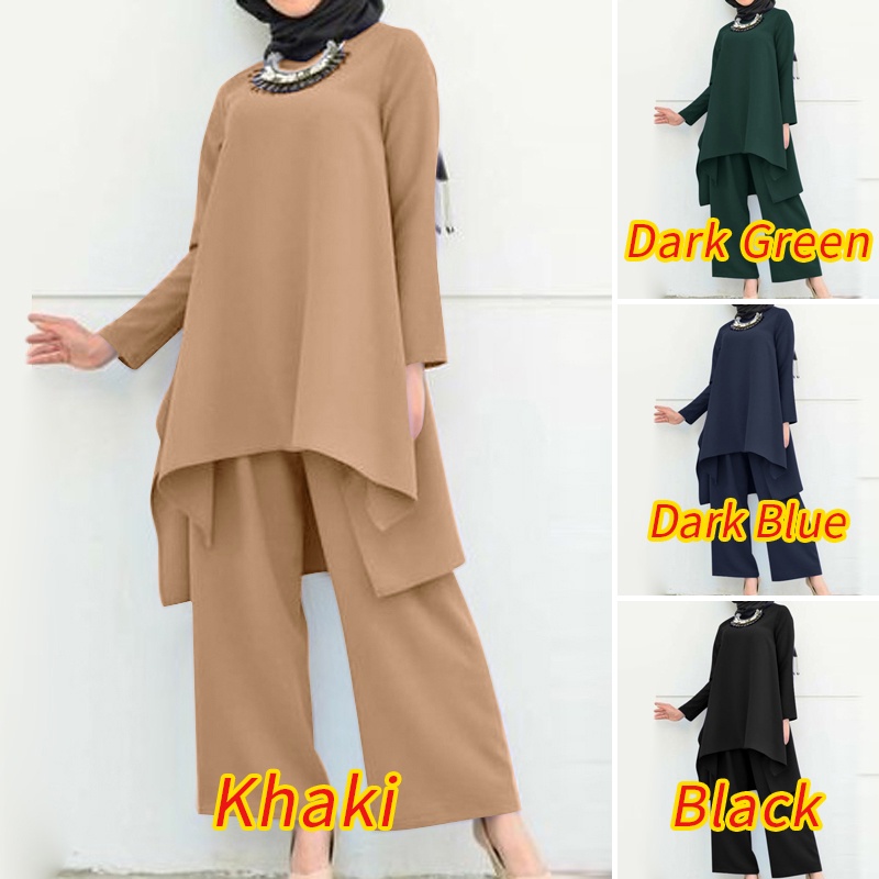 Zanzea Set Áo Dây Và Quần Dài Xẻ Tà Phong Cách Hồi Giáo Cho Nữ