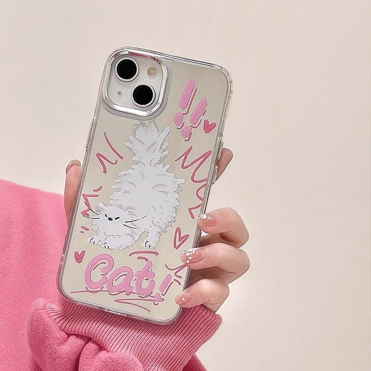 Ốp Điện Thoại Silicon Mềm Chống Sốc Tráng Gương Hình Mèo Hoạt Hình Thời Trang Cho iPhone 14 13 12 11 Pro Max 14 Plus