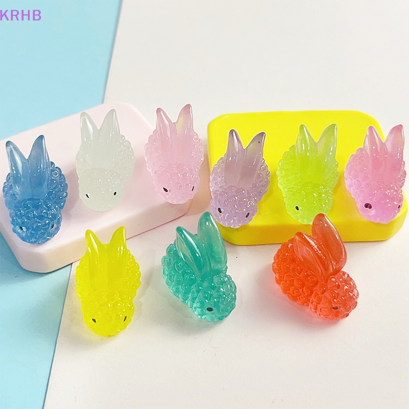 Set 10 Tượng Thỏ Dạ Quang Bằng Nhựa Resin Thủ Công Sáng Tạo Dành Cho Trang Trí Tiểu Cảnh Mới