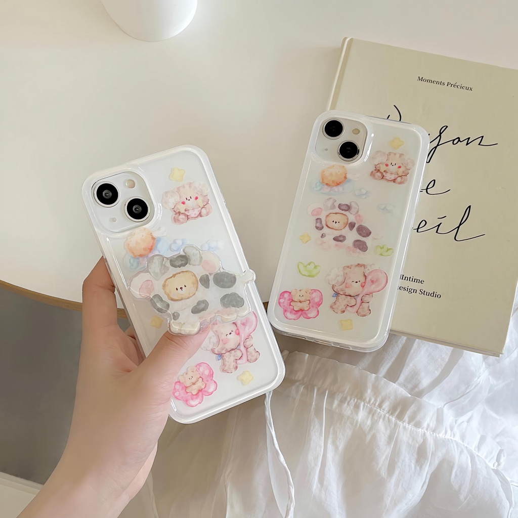 Ốp Điện Thoại Imd Mềm Trong Suốt Hai Mặt Họa Tiết Bò Hoạt Hình Cho iPhone 14 13 12 11 PRO MAX