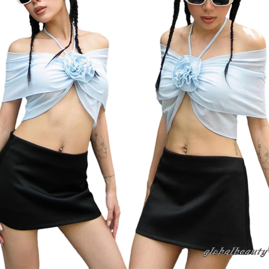 Áo Croptop Trễ Vai Ngắn Tay Họa Tiết Hoa Thời Trang Mùa Hè Cho Nữ