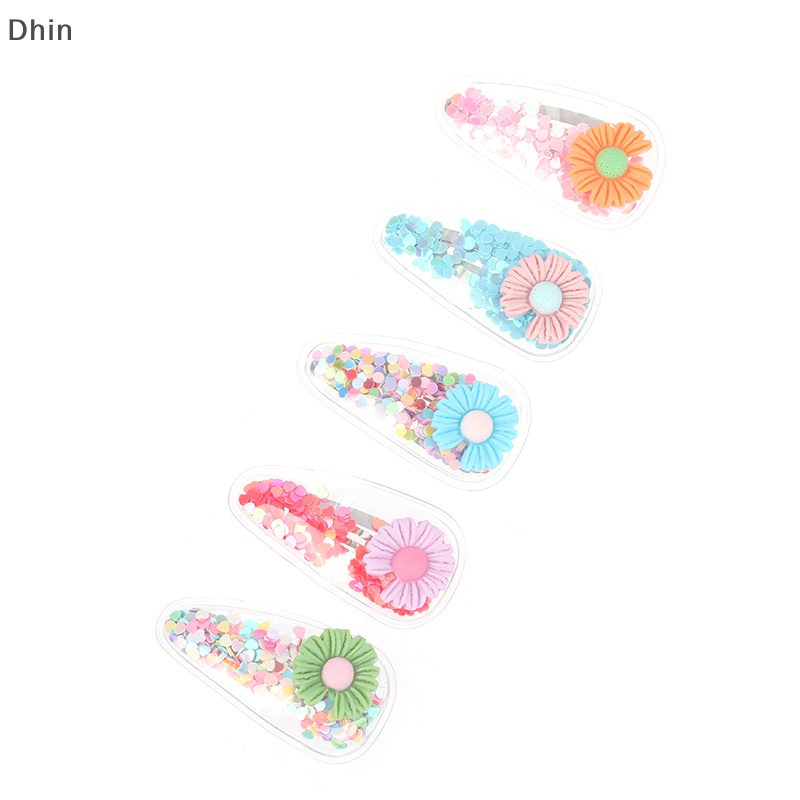 [Dhin] Set 5 Kẹp Tóc Mái Hiên Hình Động Vật / Trái Cây / Cát Lún Lấp Lánh Dễ Thương Cho