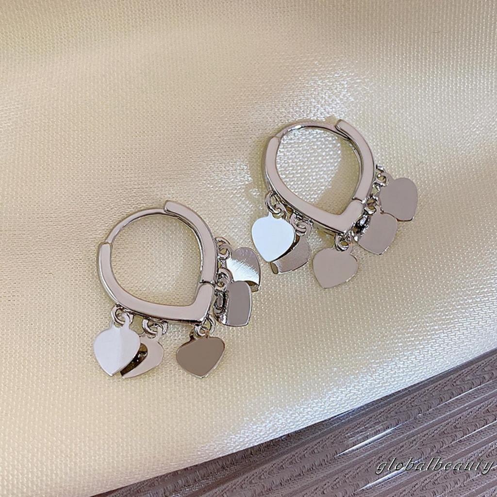 Bông Tai Dáng Dài Hình Trái Tim Dễ Thương Cho Nữ