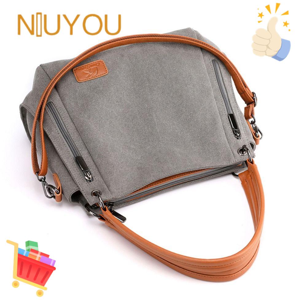 NIUYOU Túi Canvas Đeo Chéo Cỡ Lớn Thiết Kế Đơn Giản Thời Trang