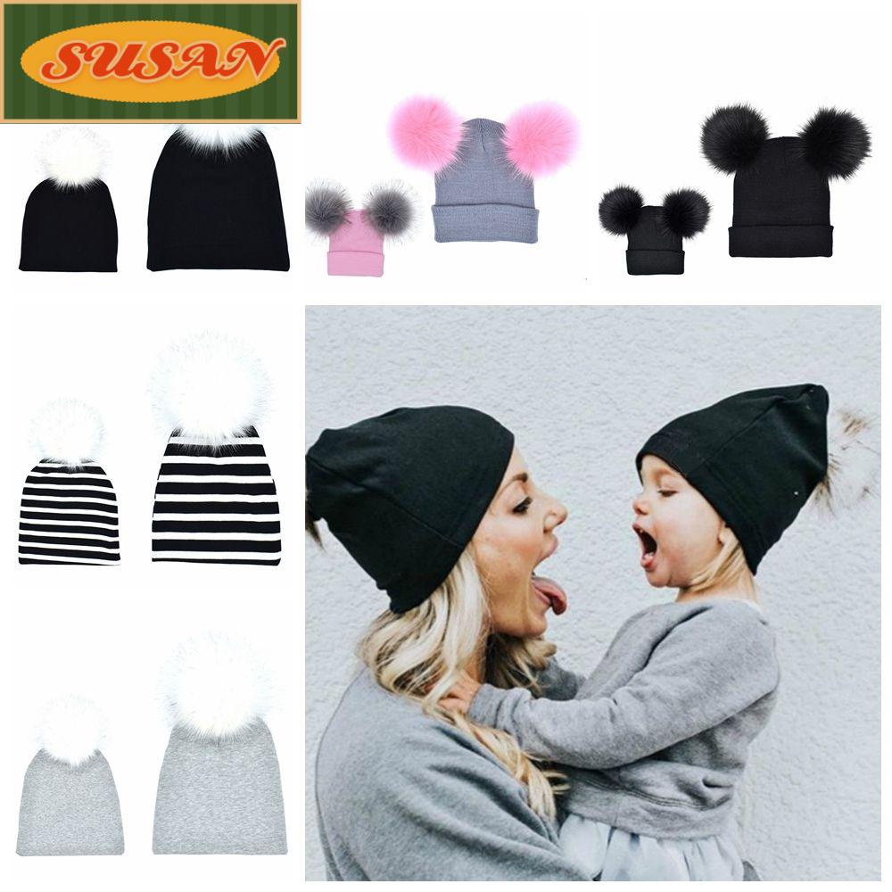 Bộ 2 Mũ Len Beanie Đính Quả Bông Cho Bé