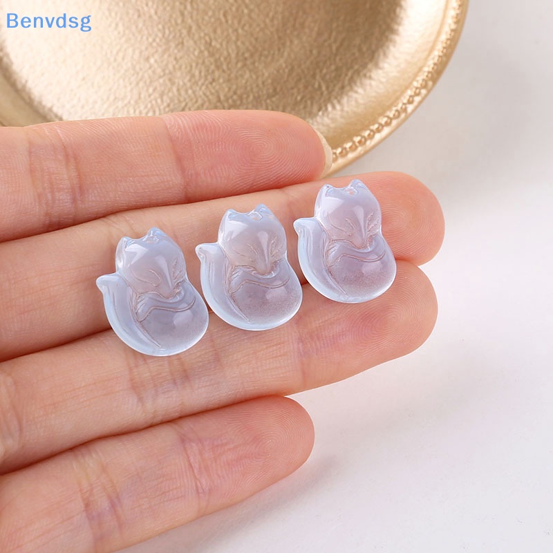 Set 10 Mặt Vòng cổ Thủy Tinh Hình Cáo Dễ Thương Có Lỗ Làm Kẹp Tóc / Vòng cổ DIY