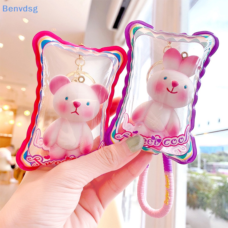 Móc Khóa Bơm Hơi Hình Gấu / Thỏ Hồng Dễ Thương