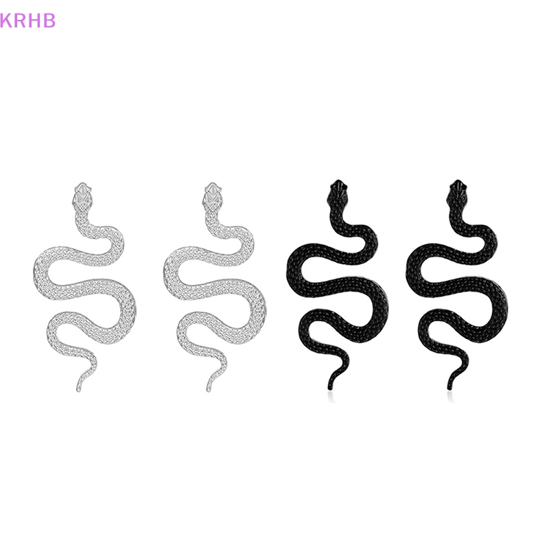 1 Đôi Khuyên Tai Kim Loại Hình Rắn Phong Cách Punk Cá Tính Mới