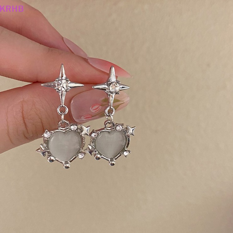 Đôi Khuyên Tai Đính Đá Mắt Mèo Phong Cách Hàn Quốc Thời Trang Cho Nữ Mới