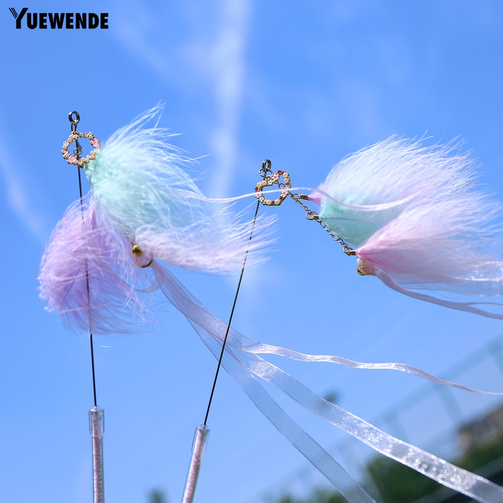 Gậy Trêu Mèo Đính Lông Vũ Tự Nhiên Tương Tác Với Ruy Băng Nổi Dài YQ.E