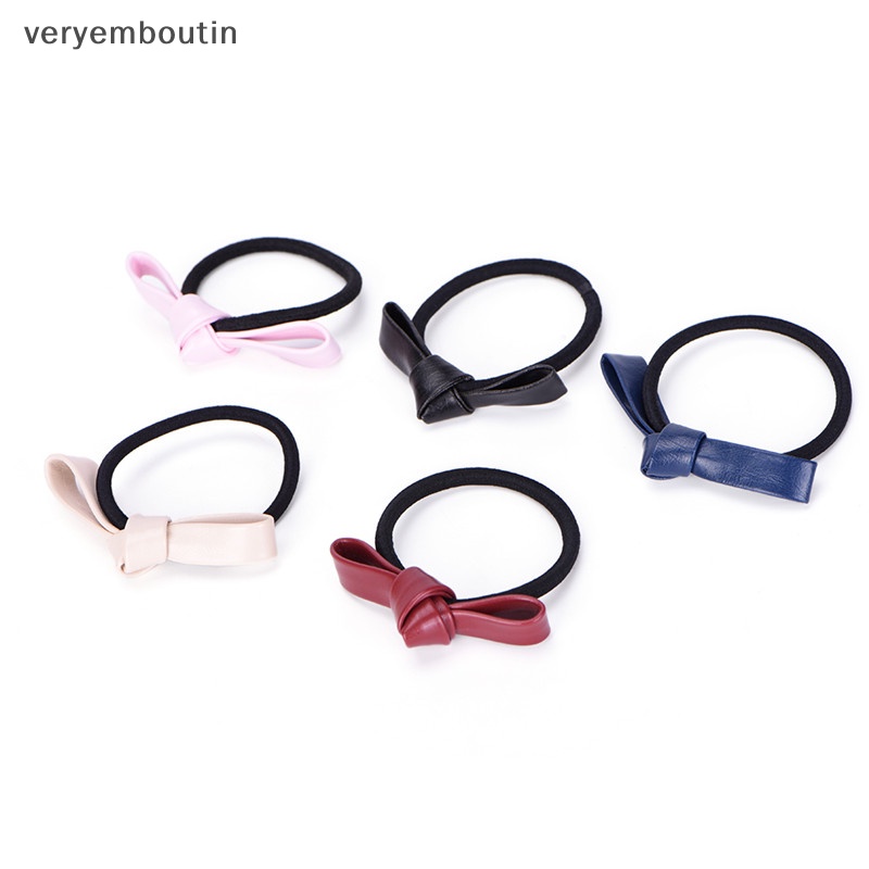 Dây Buộc Tóc Cao Su Co Giãn Bọc Da Phối Nơ Thời Trang Dành Cho Nữ