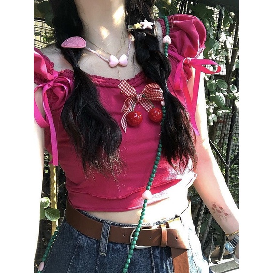 NZN Áo Thun Nữ Tay Ngắn Cổ Tròn Có Nơ Thời Trang Hàn Quốc