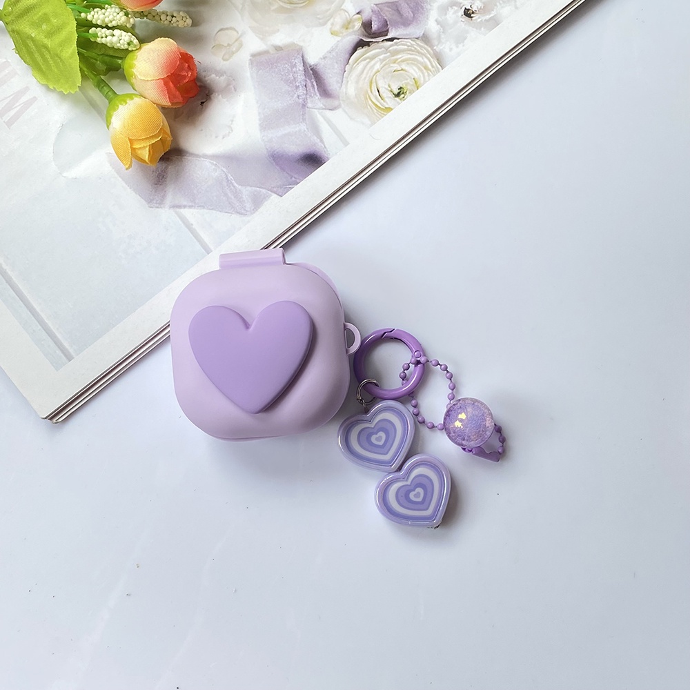 Vỏ Bảo Vệ Hộp Sạc Tai Nghe Samsung Galaxy buds live / buds2pro Galaxy buds 2 Bằng Silicon Họa Tiết Trái Tim Nhiều Màu Thời Trang