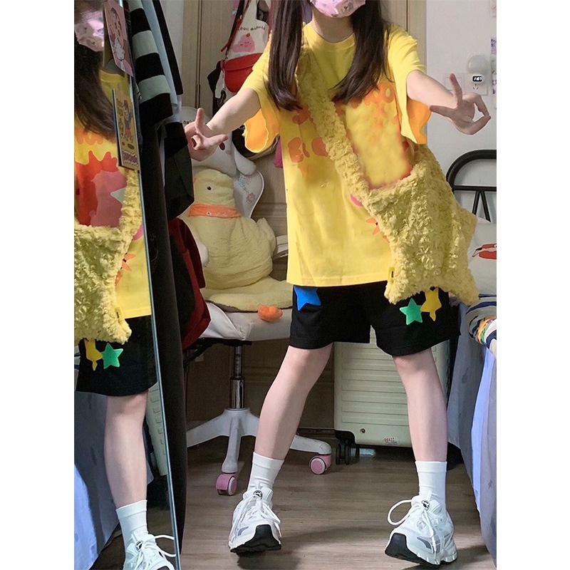 Xiaoguwan Quần Short Dáng Rộng Phong Cách Đường Phố Âu Mỹ Cho Cặp Đôi