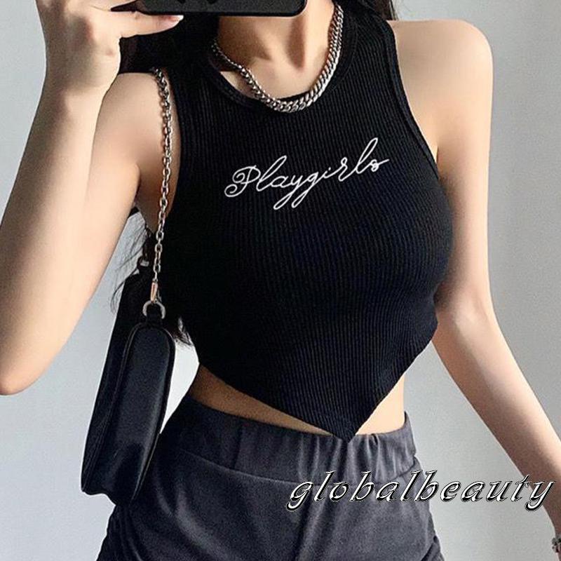 Áo Tank Top Không Tay Cổ Tròn Thêu Chữ Thời Trang Mùa Hè Dành Cho Nữ