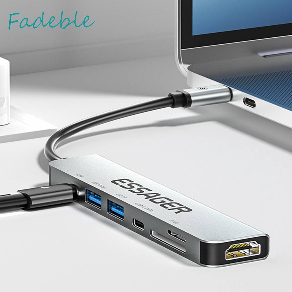 Bộ Chia Cổng USB Type-C HDMI 7 Trong 1 Hỗ Trợ PD60W