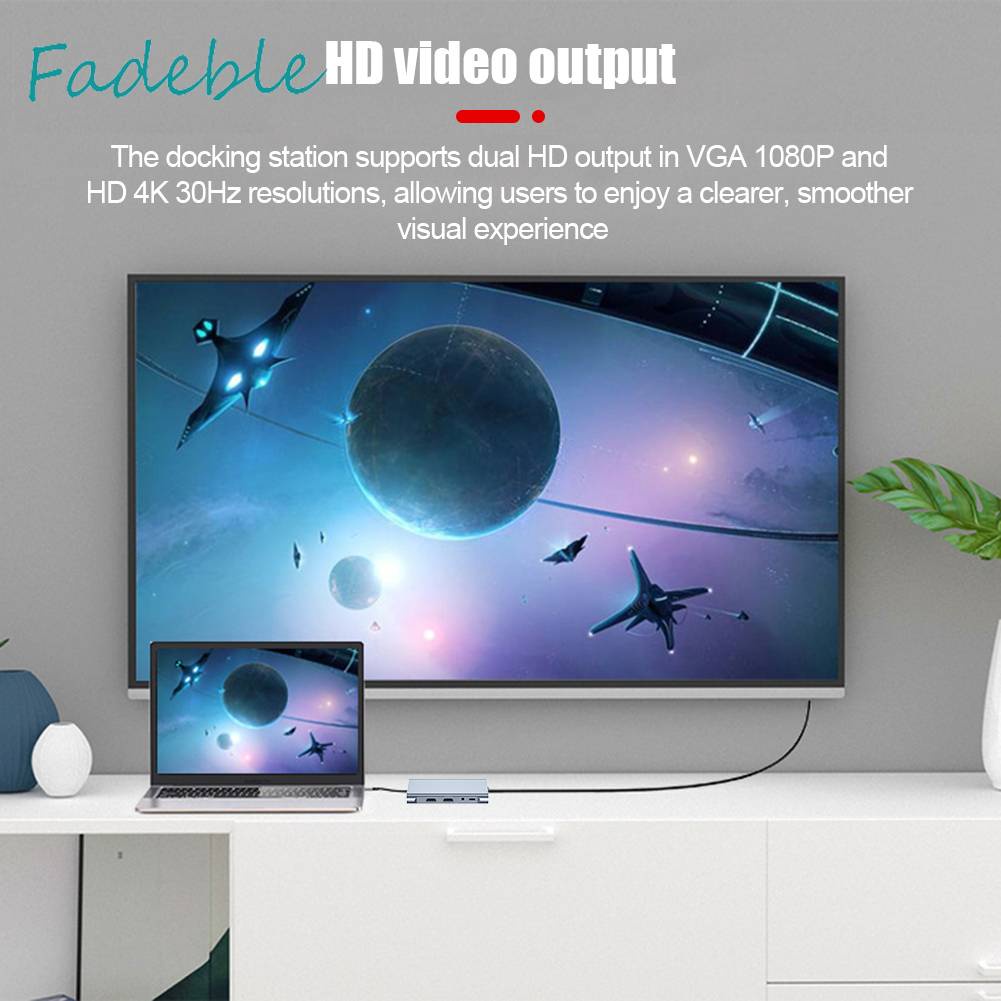 Bộ Chia Cổng Type-C 8 Trong 1 1080P 5GMbps 4K 30hz RJ45 100M 100W PD Chất Lượng Cao