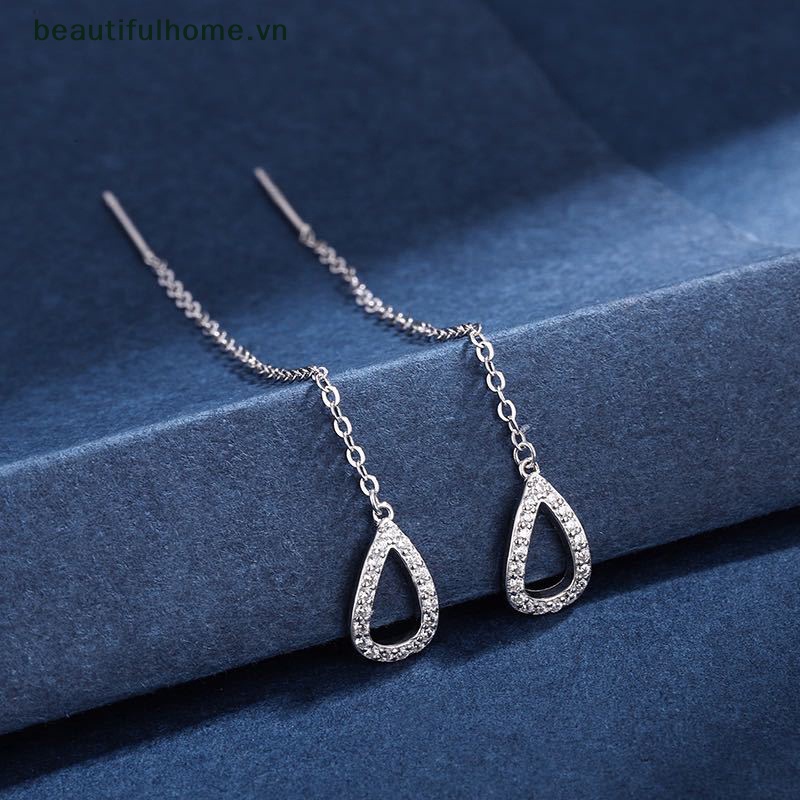 1 Đôi Bông Tai Dáng Dài Đính Đá Thời Trang Cho Nữ