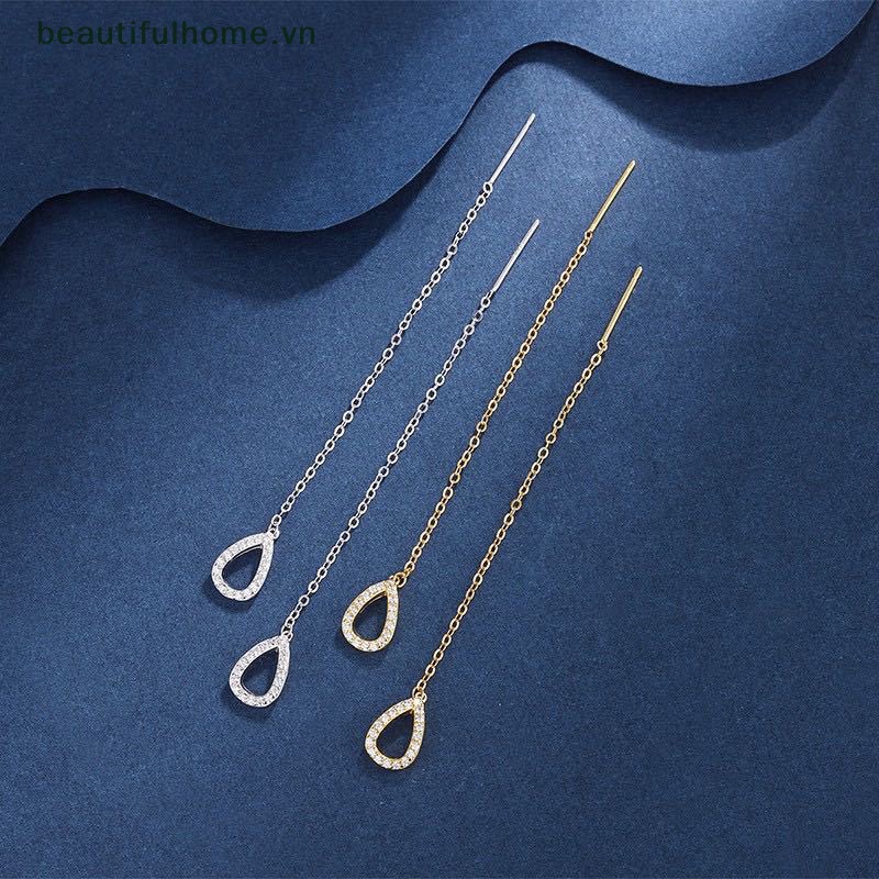 1 Đôi Bông Tai Dáng Dài Đính Đá Thời Trang Cho Nữ
