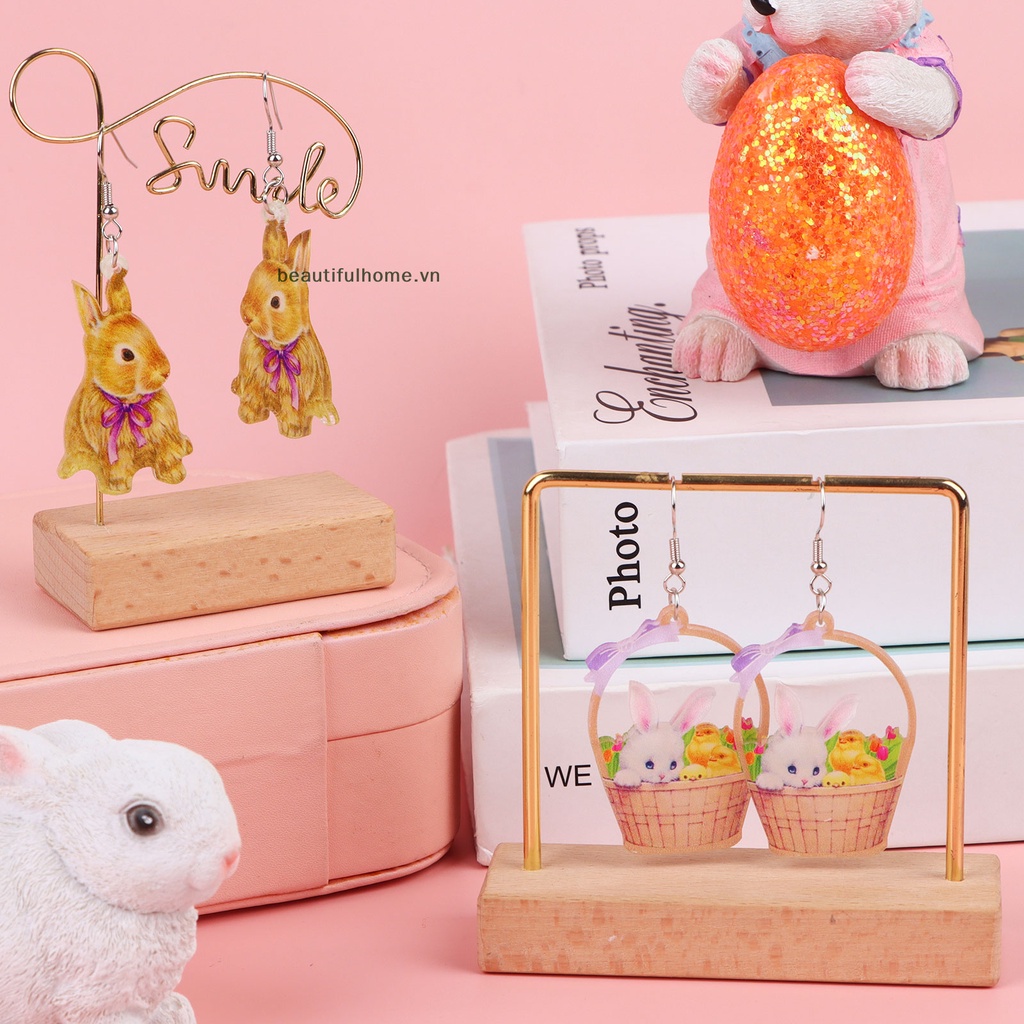 Set 6 Đôi Bông Tai Acrylic Hình Thỏ Phục Sinh Dễ Thương Cho Nữ