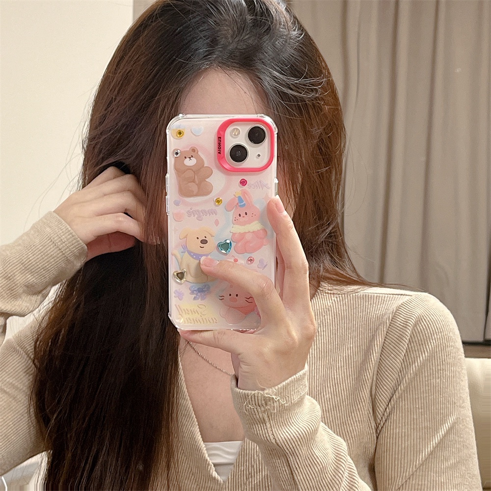 Ốp Điện Thoại TPU Mềm Trong Suốt Họa Tiết Gấu Hoạt Hình Chống Rơi Cho iPhone 14 13 12 11 Pro Max