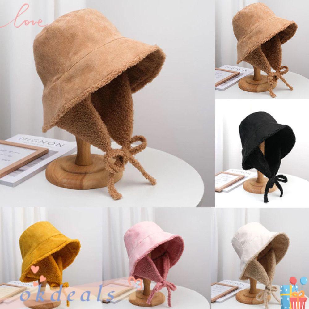 Mũ Bucket Lông Cừu Mềm Mại Bảo Vệ Tai Thời Trang Mùa Đông