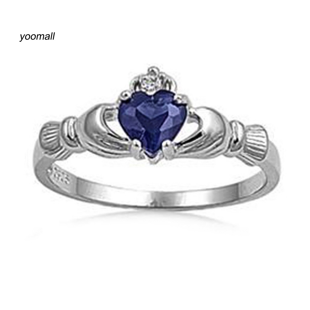 Nhẫn Đính Hôn Bằng Đồng Đính Đá Hình Trái Tim Sang Trọng Cho Nữ