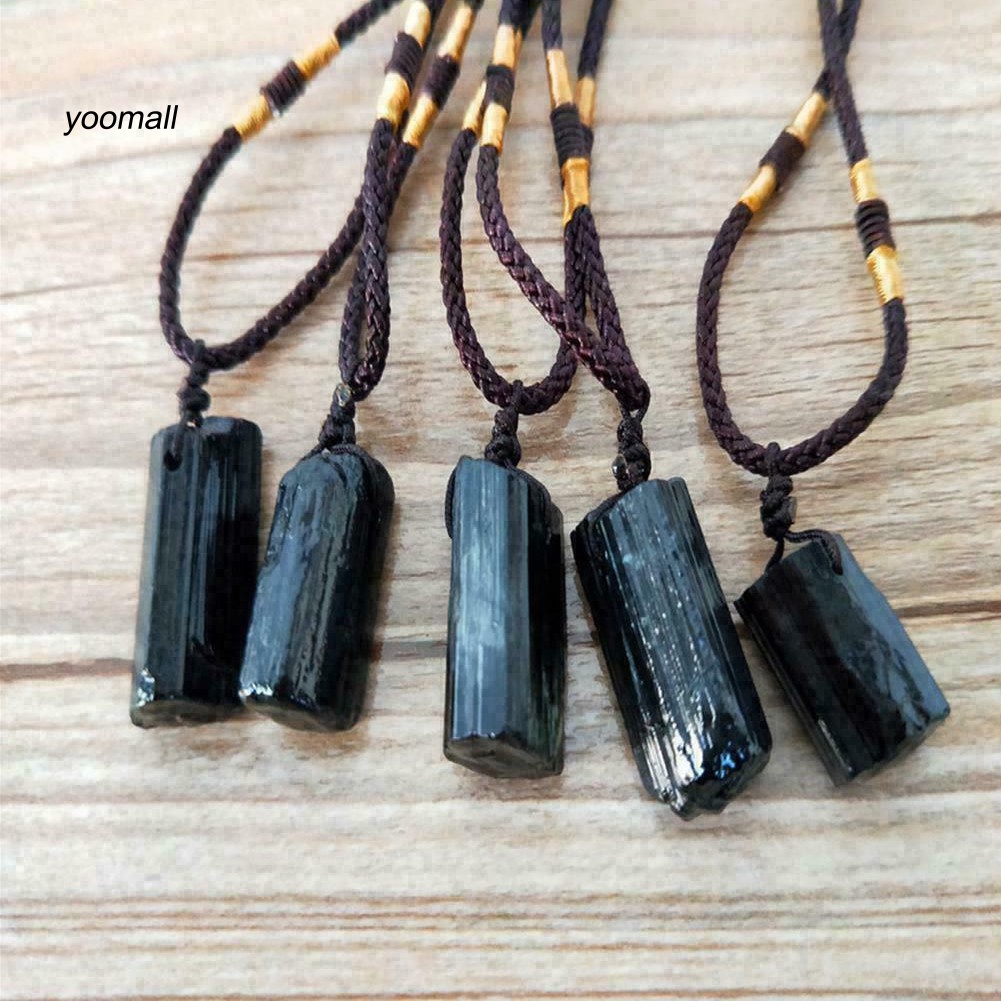 Vòng cổ Mặt Đá Tourmaline Nhân Tạo Màu Đen Thời Trang