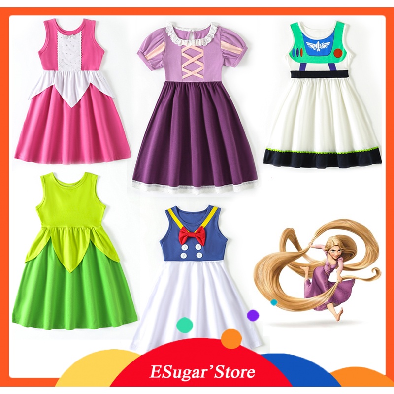 Đầm Công Chúa Không Tay In Hình Vịt Donald / Công Chúa Disney Cho Bé Gái