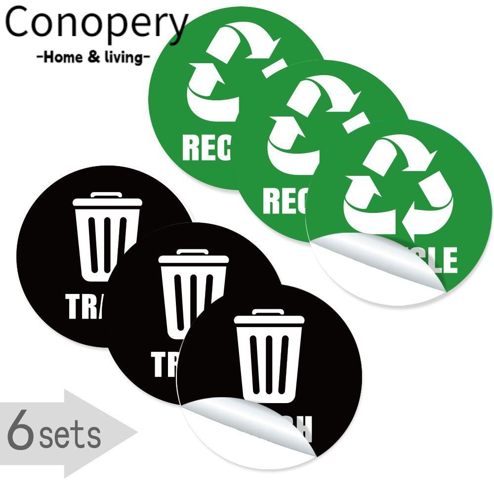 CONOPERY Bộ 6 Miếng Dán Vinyl Phân Loại Rác Tái Chế Được Tiện Dụng