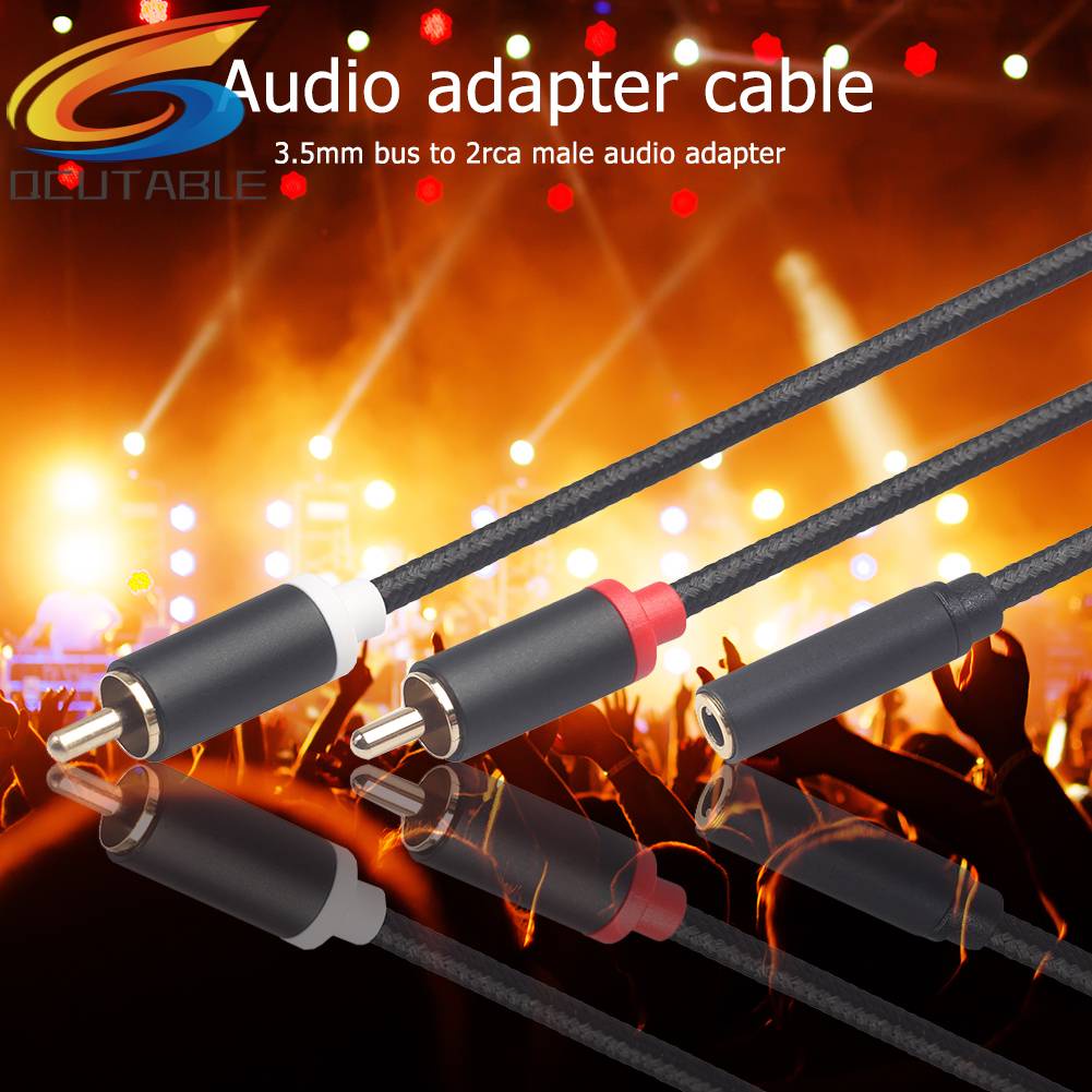 Dây Cáp Âm Thanh 0.4m RCA 2 RCA Đầu Đực Sang Đầu Cái 3.5mm